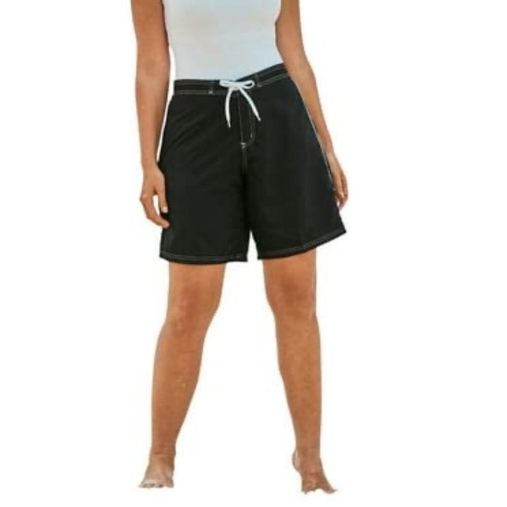 Swimsuits for All Sz 12 Black Swim Shorts with White Trim Womens